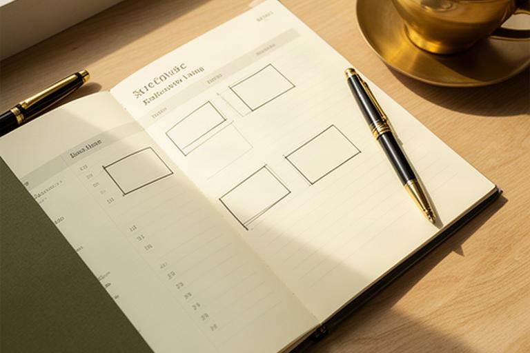 日程候補を書き込んだ手帳と筆記具を置いたデスク