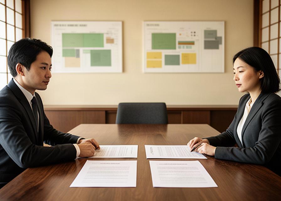 熊本のオフィスで支援契約とプロジェクト計画を確認する打ち合わせ