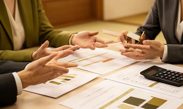 業務範囲と費用項目を相談しながら見積内容を確認する場面