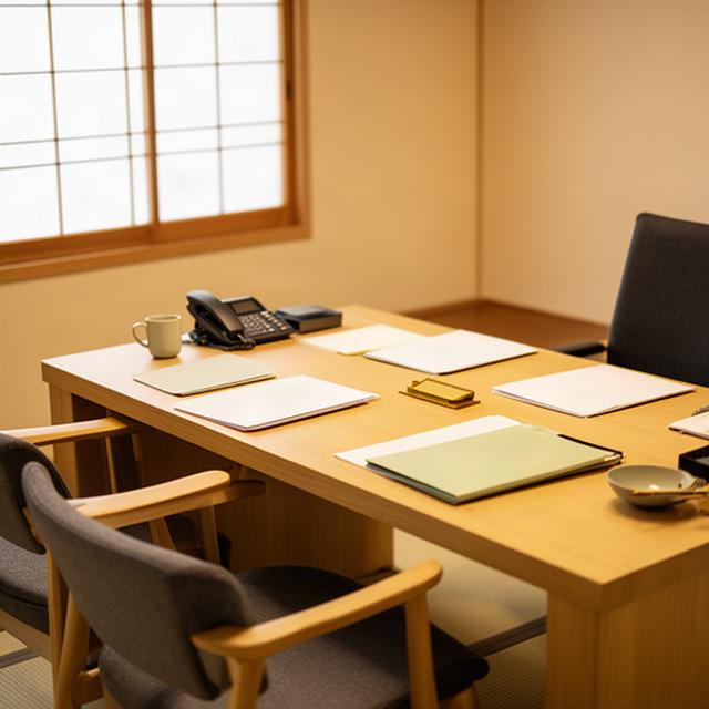 熊本市西区のオフィスで、訪問相談に向けて資料を準備する様子
