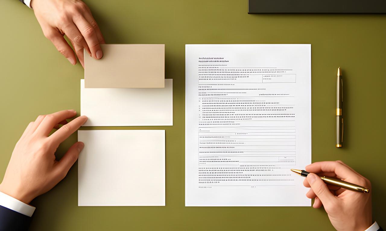 本人確認書類と開示請求書を机に並べ、手続きを確認している様子