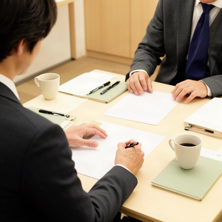 熊本のオフィスで経営者が事業課題を資料に書き出している初回ヒアリング
