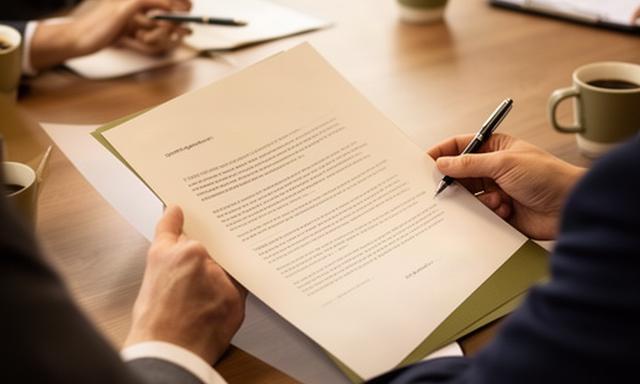 利用条件の書類に目を通す経営者とコンサルタント